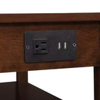 Table d'appoint de chevet American Heritage avec 1 tiroir, station de charge et étagères - Breighton Home