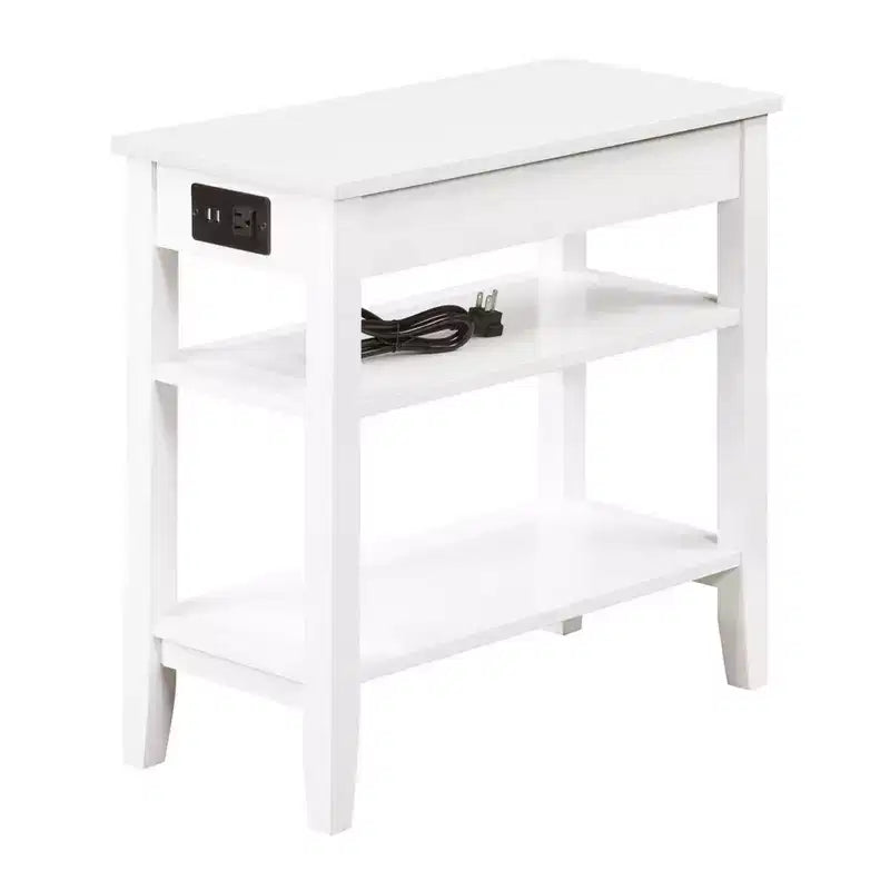 Table d'appoint de chevet American Heritage avec 1 tiroir, station de charge et étagères - Breighton Home