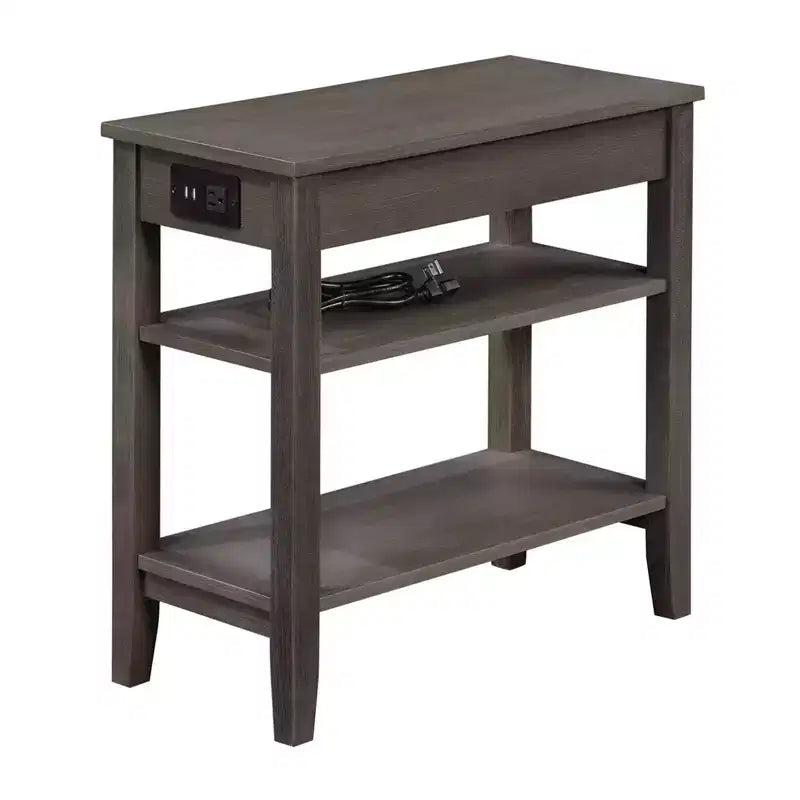 Table d'appoint de chevet American Heritage avec 1 tiroir, station de charge et étagères - Breighton Home