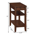 Table d'appoint de chevet American Heritage avec 1 tiroir, station de charge et étagères - Breighton Home