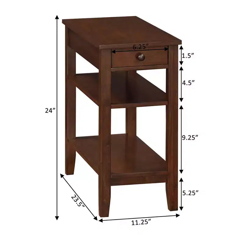 Table d'appoint de chevet American Heritage avec 1 tiroir, station de charge et étagères - Breighton Home