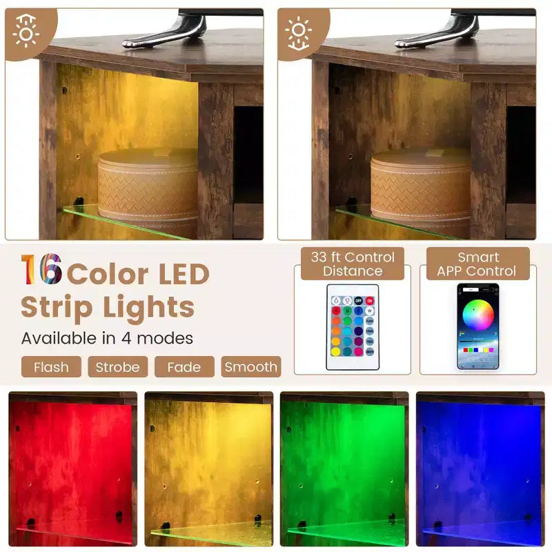 Meuble TV avec cheminée Costway avec lumières LED et cheminée électrique de 45,7 cm pour téléviseurs jusqu'à 50 pouces Gris/Marron/Noir/Blanc