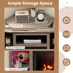 Meuble TV avec cheminée Costway avec lumières LED et cheminée électrique de 45,7 cm pour téléviseurs jusqu'à 50 pouces Gris/Marron/Noir/Blanc