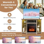 Meuble TV avec cheminée Costway avec lumières LED et cheminée électrique de 45,7 cm pour téléviseurs jusqu'à 50 pouces Gris/Marron/Noir/Blanc