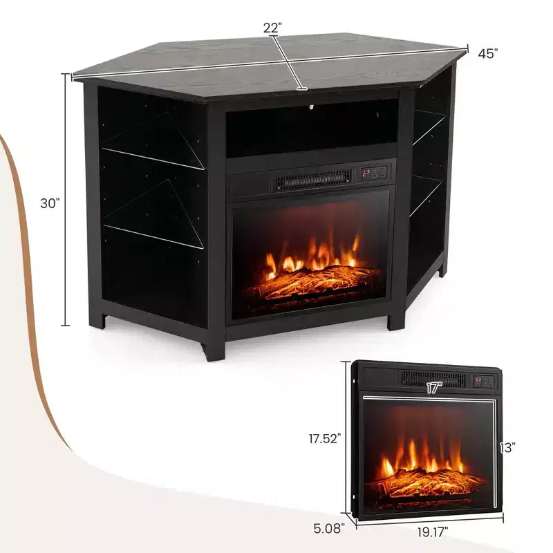 Meuble TV avec cheminée Costway avec lumières LED et cheminée électrique de 45,7 cm pour téléviseurs jusqu'à 50 pouces Gris/Marron/Noir/Blanc