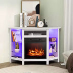 Meuble TV avec cheminée Costway avec lumières LED et cheminée électrique de 45,7 cm pour téléviseurs jusqu'à 50 pouces Gris/Marron/Noir/Blanc