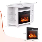 Meuble TV avec cheminée Costway avec lumières LED et cheminée électrique de 45,7 cm pour téléviseurs jusqu'à 50 pouces Gris/Marron/Noir/Blanc
