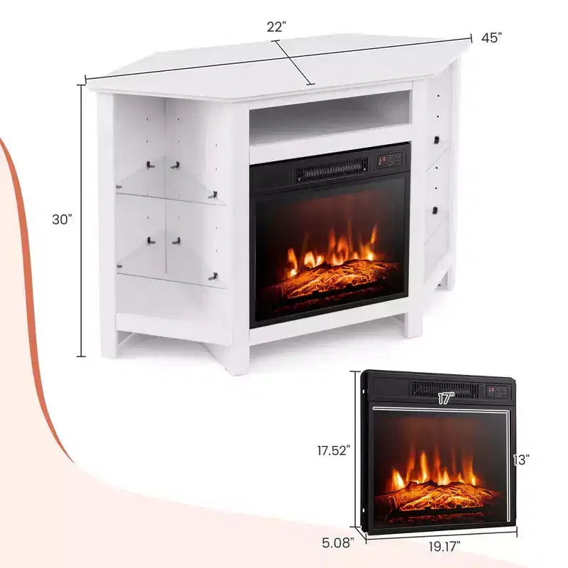 Meuble TV avec cheminée Costway avec lumières LED et cheminée électrique de 45,7 cm pour téléviseurs jusqu'à 50 pouces Gris/Marron/Noir/Blanc