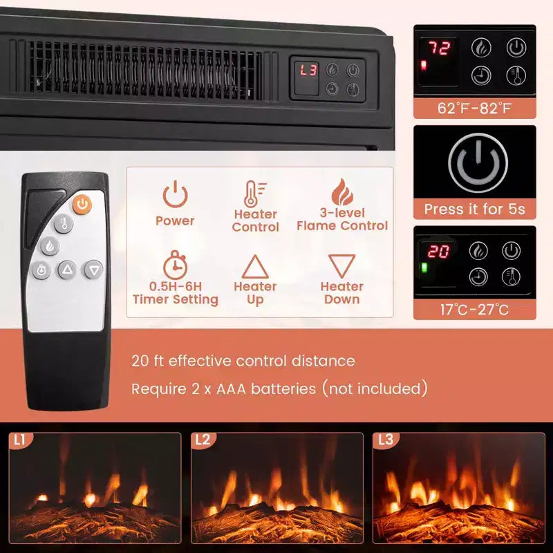 Meuble TV avec cheminée Costway avec lumières LED et cheminée électrique de 45,7 cm pour téléviseurs jusqu'à 50 pouces Gris/Marron/Noir/Blanc