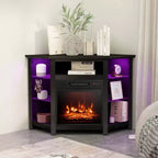 Meuble TV avec cheminée Costway avec lumières LED et cheminée électrique de 45,7 cm pour téléviseurs jusqu'à 50 pouces Gris/Marron/Noir/Blanc