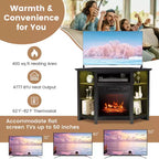 Meuble TV avec cheminée Costway avec lumières LED et cheminée électrique de 45,7 cm pour téléviseurs jusqu'à 50 pouces Gris/Marron/Noir/Blanc