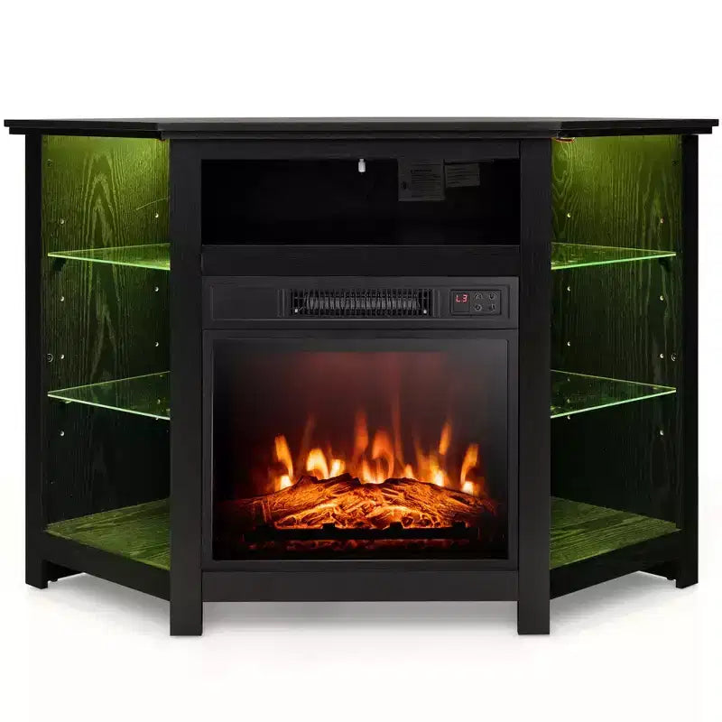 Costway Fireplace TV Stand with Led Lights & 18 Electric Fireplace for Tvs up to 50 Gray/Brown/Black/White