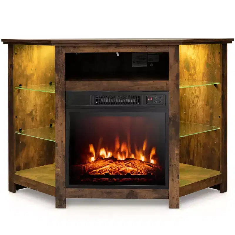 Meuble TV avec cheminée Costway avec lumières LED et cheminée électrique de 45,7 cm pour téléviseurs jusqu'à 50 pouces Gris/Marron/Noir/Blanc