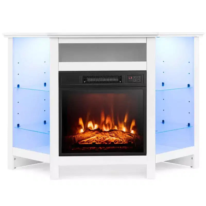 Meuble TV avec cheminée Costway avec lumières LED et cheminée électrique de 45,7 cm pour téléviseurs jusqu'à 50 pouces Gris/Marron/Noir/Blanc