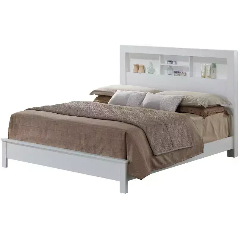 Lit plateforme Queen avec étagères de rangement Burlington Passion Furniture
