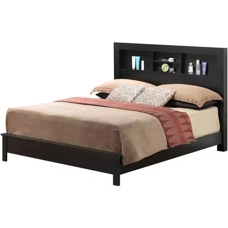 Lit plateforme Queen avec étagères de rangement Burlington Passion Furniture