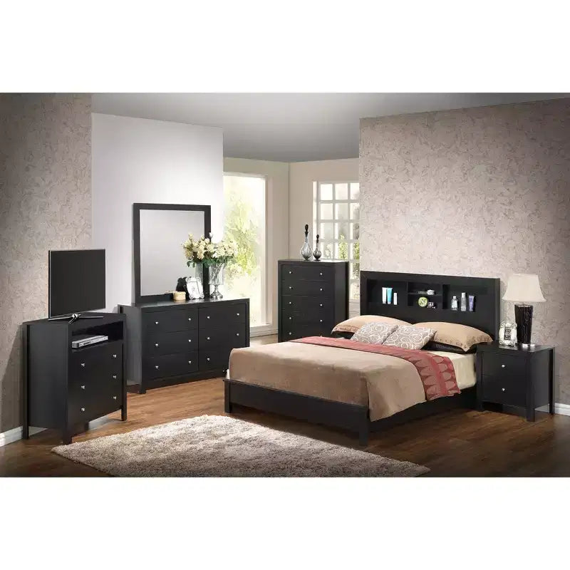 Lit plateforme Queen avec étagères de rangement Burlington Passion Furniture