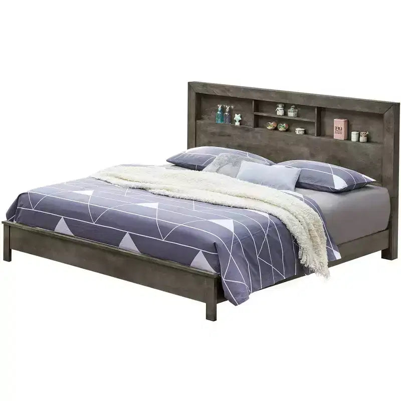 Lit plateforme Queen avec étagères de rangement Burlington Passion Furniture