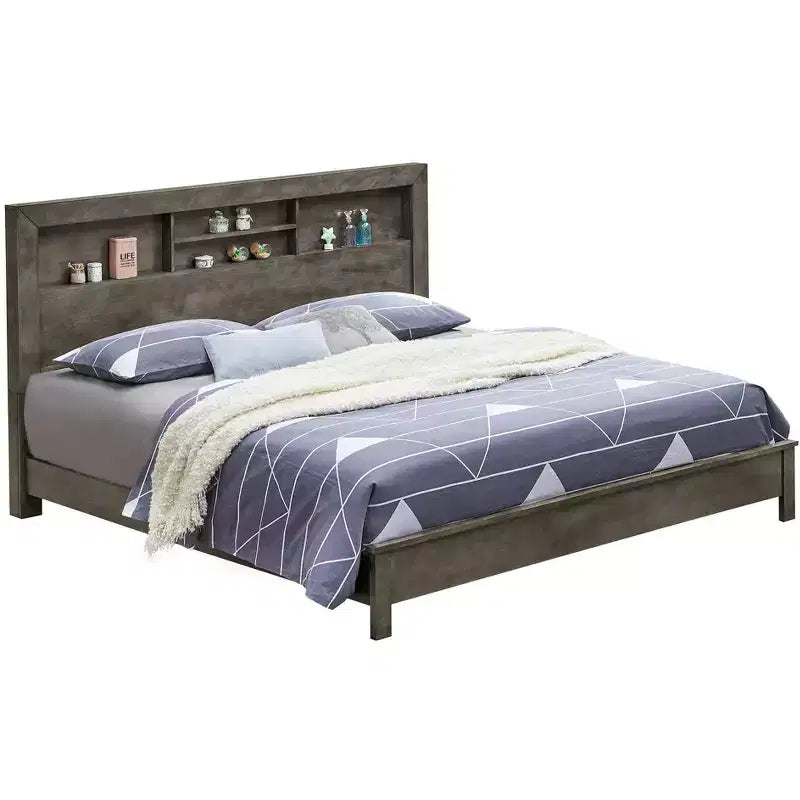 Lit plateforme Queen avec étagères de rangement Burlington Passion Furniture