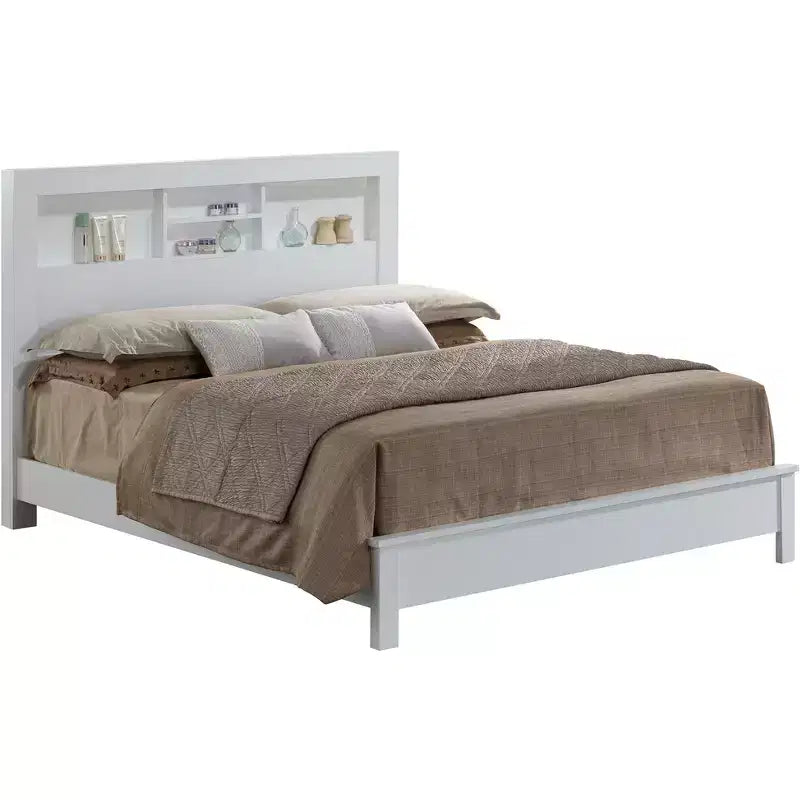 Lit plateforme Queen avec étagères de rangement Burlington Passion Furniture