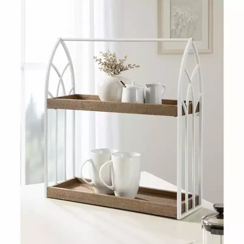 Étagère murale d'appoint rectangulaire en bois Castille de Kate and Laurel, 50x18x56 cm, blanc et marron rustique