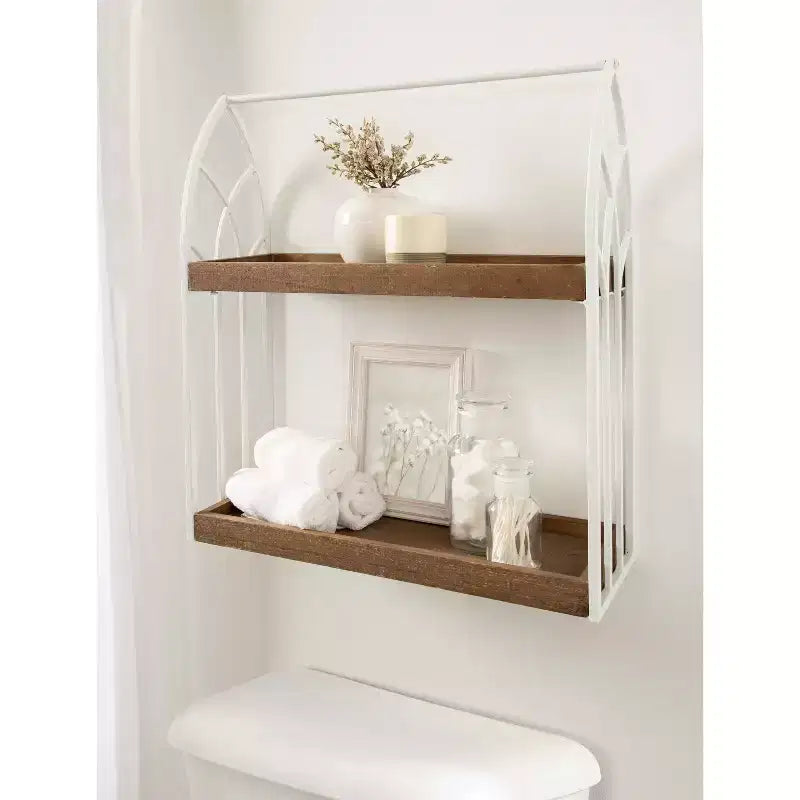 Étagère murale d'appoint rectangulaire en bois Castille de Kate and Laurel, 50x18x56 cm, blanc et marron rustique