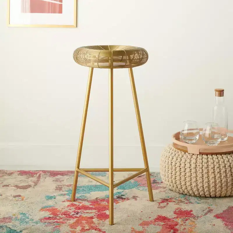 Tabouret de bar contemporain en fil tissé Addison - FOX4516 - Or - Safavieh Couture