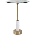 Uttermost Modern Brushed Brass Round Accent Table 15 3/4 Wide Gold Glass Tabletop for Living Room Bedroom Bedside Entryway House