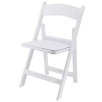 Chaise pliante en résine Elama 4 pièces en plastique blanc avec coussin d'assise amovible