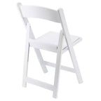 Chaise pliante en résine Elama 4 pièces en plastique blanc avec coussin d'assise amovible