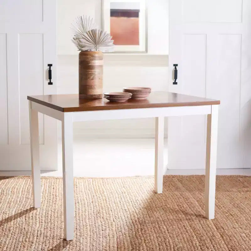 Table de comptoir rectangulaire Izzy - DTB9216 - Blanc/Naturel - Safavieh