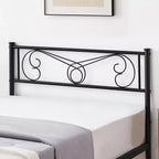 Cadre de lit plateforme Whizmax avec tête et pied de lit, sommier métallique avec rangement, aucun sommier tapissier requis, noir
