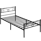 Cadre de lit plateforme Whizmax avec tête et pied de lit, sommier métallique avec rangement, aucun sommier tapissier requis, noir