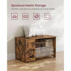 VASAGLE Coffre de rangement style rustique avec charnières de sécurité - Solution de rangement polyvalente pour l'entrée, la chambre et le salon