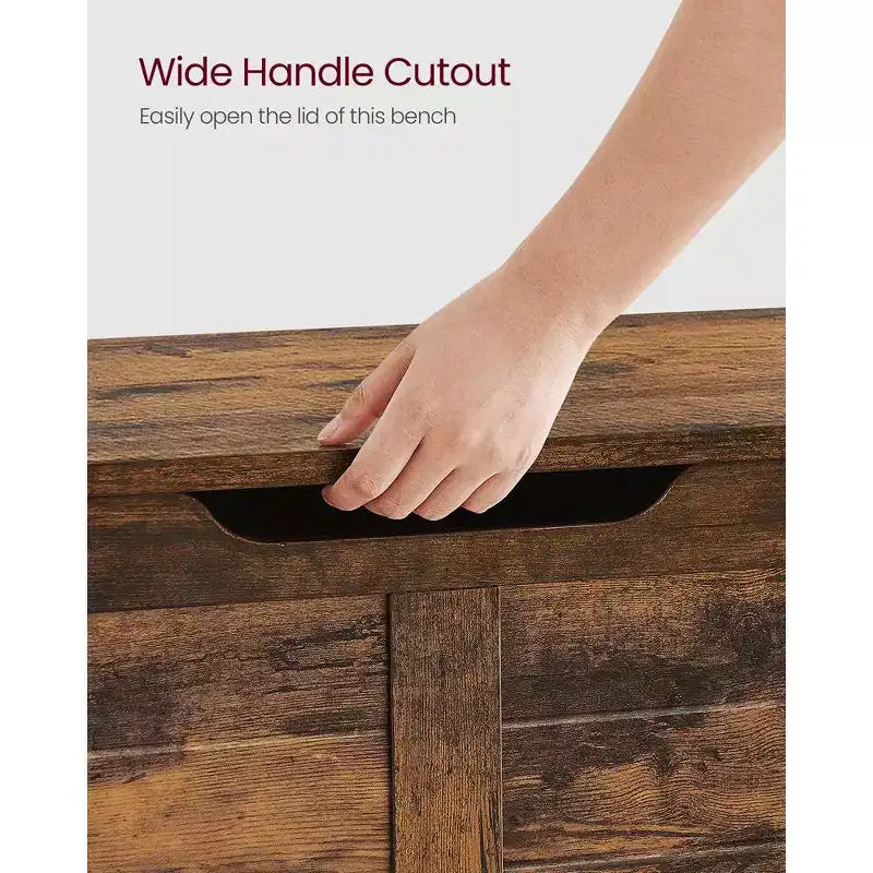 VASAGLE Coffre de rangement style rustique avec charnières de sécurité - Solution de rangement polyvalente pour l'entrée, la chambre et le salon