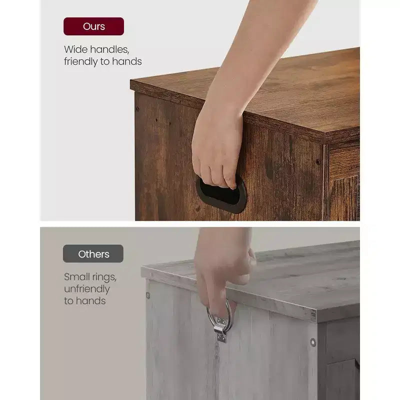 VASAGLE Coffre de rangement style rustique avec charnières de sécurité - Solution de rangement polyvalente pour l'entrée, la chambre et le salon