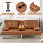 Canapé futon convertible en similicuir Yaheetech