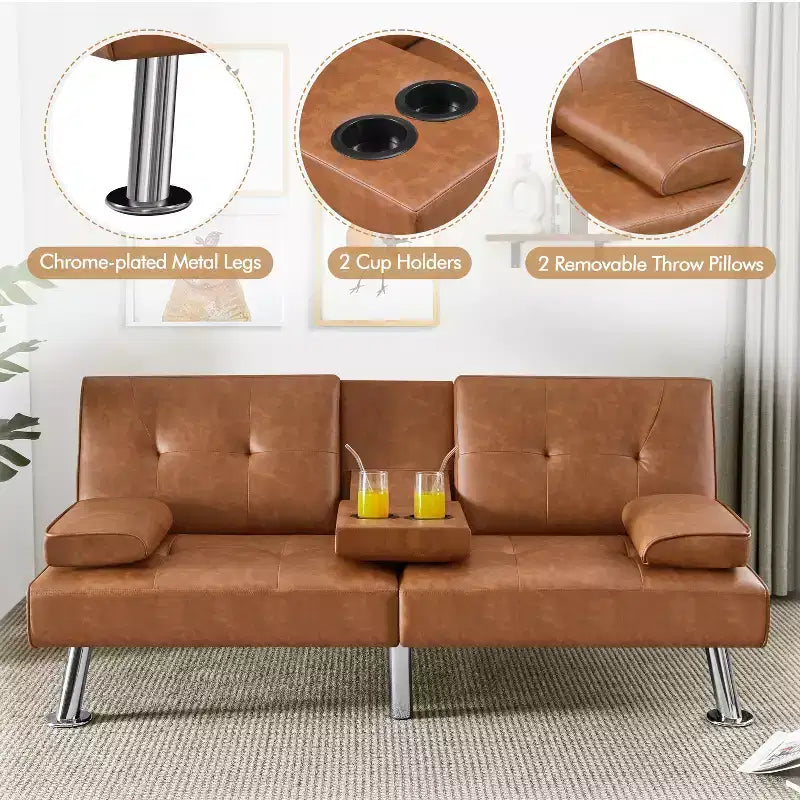 Canapé futon convertible en similicuir Yaheetech