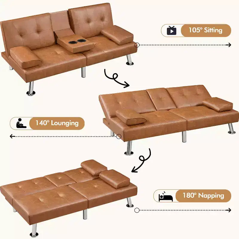 Canapé futon convertible en similicuir Yaheetech