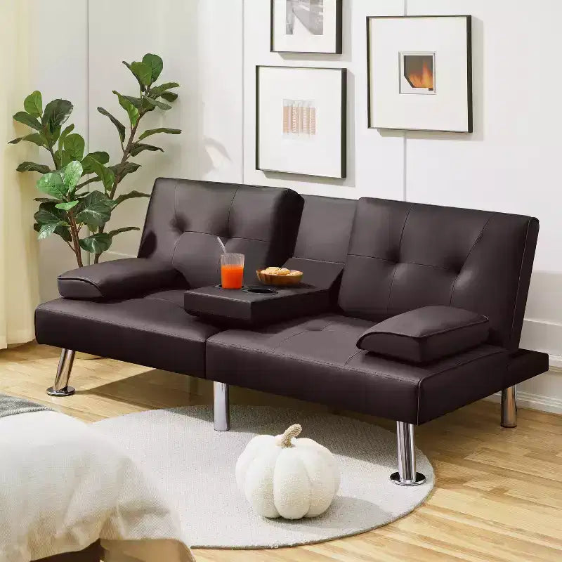 Canapé futon convertible en similicuir Yaheetech