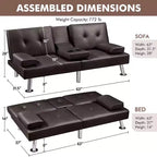 Canapé futon convertible en similicuir Yaheetech