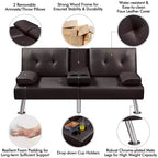 Canapé futon convertible en similicuir Yaheetech