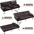Canapé futon convertible en similicuir Yaheetech