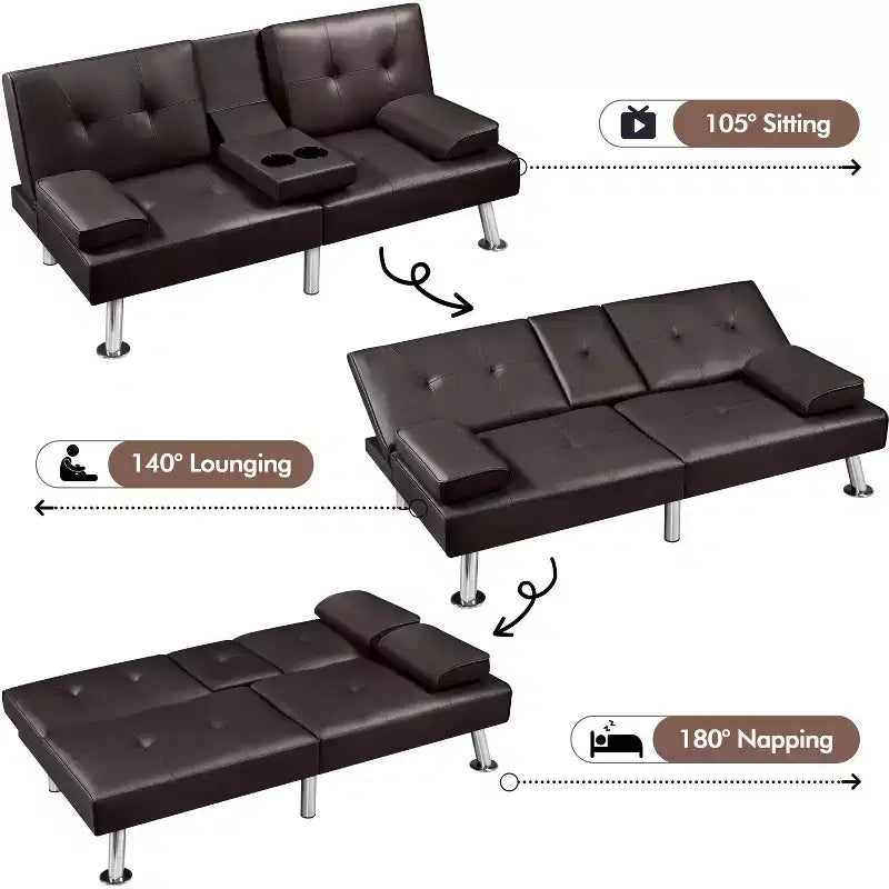 Canapé futon convertible en similicuir Yaheetech