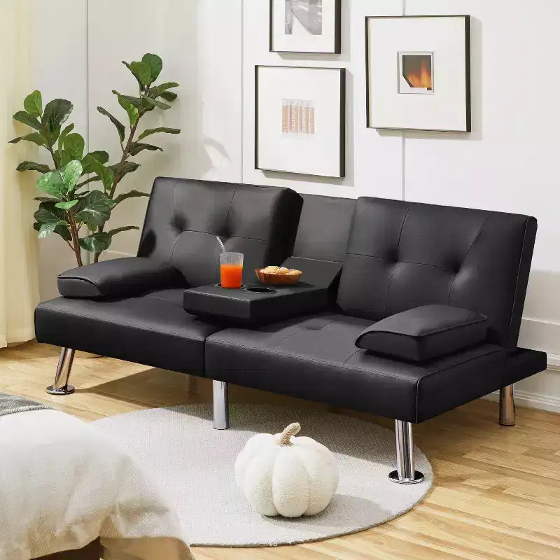 Canapé futon convertible en similicuir Yaheetech