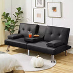 Canapé futon convertible en similicuir Yaheetech