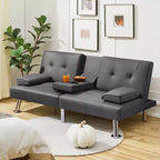 Canapé futon convertible en similicuir Yaheetech