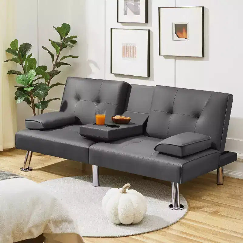 Canapé futon convertible en similicuir Yaheetech