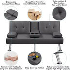 Canapé futon convertible en similicuir Yaheetech