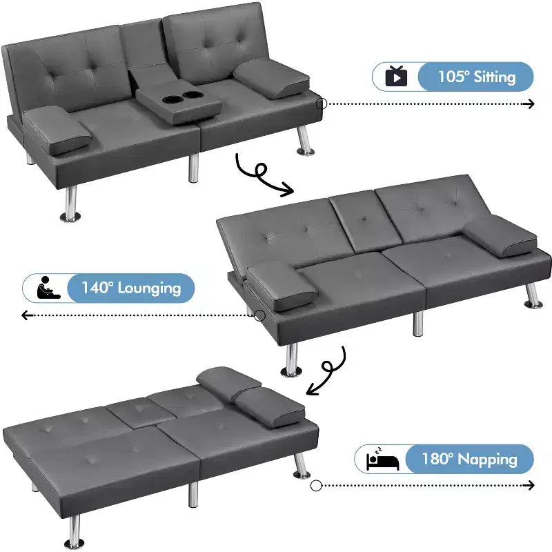 Canapé futon convertible en similicuir Yaheetech
